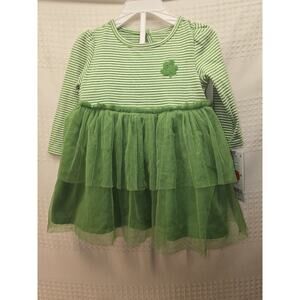 Carter Green Stripe 2 Piece Dress With Shamrock Patch Size 6 Months